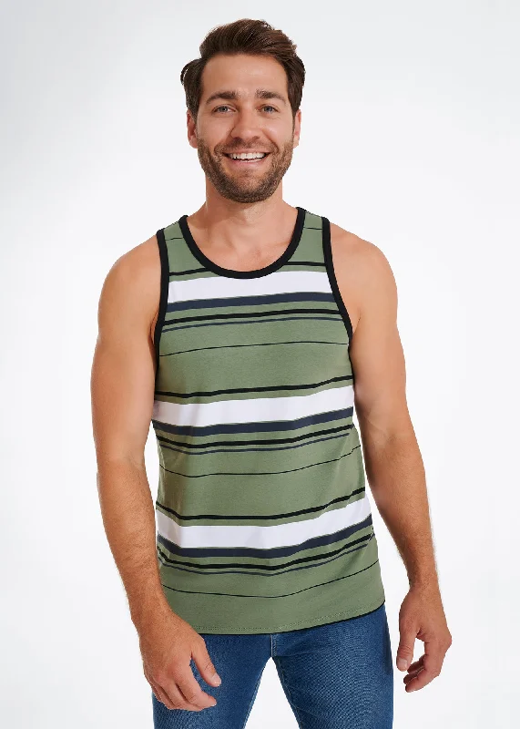 Weekend Savings Spectacular Cotton Stretch Stripe Tank | Olive Stripe