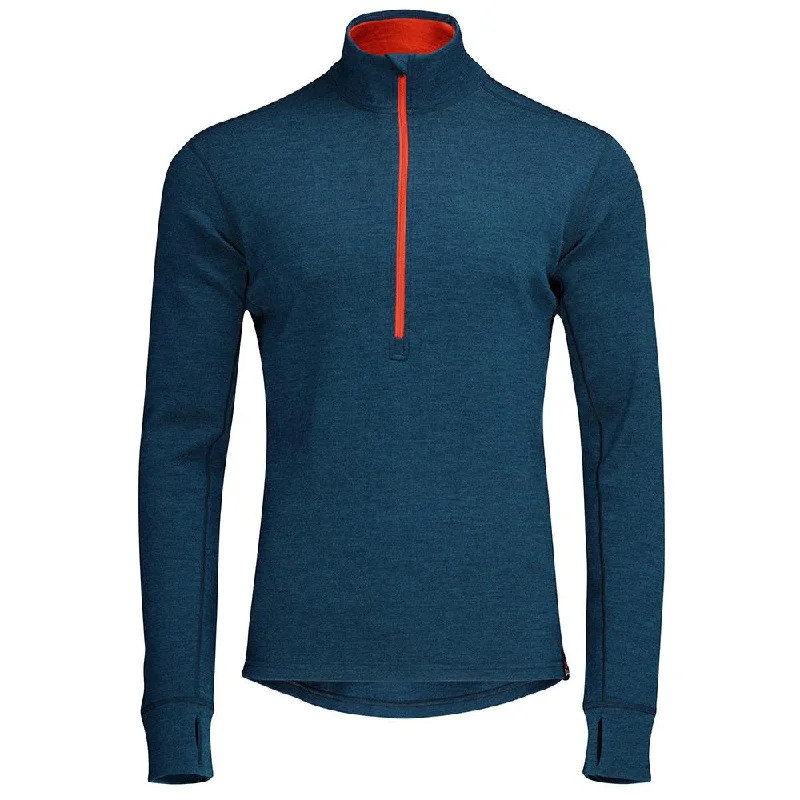 Bargain Prices Mens Merino 320 Long Sleeve Half Zip (Petrol/Orange)