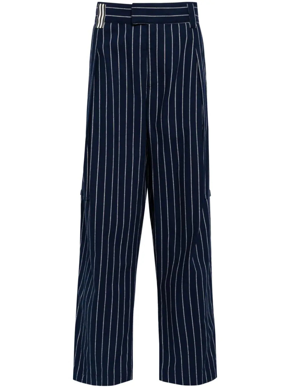 Pinstripe-Pattern Wide-Leg Trousers