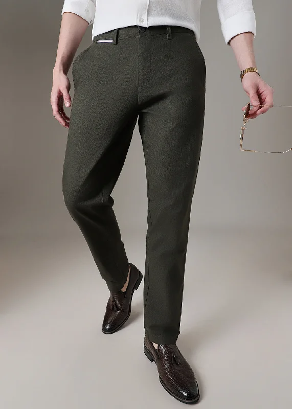 Dark Olive Linen Trouser