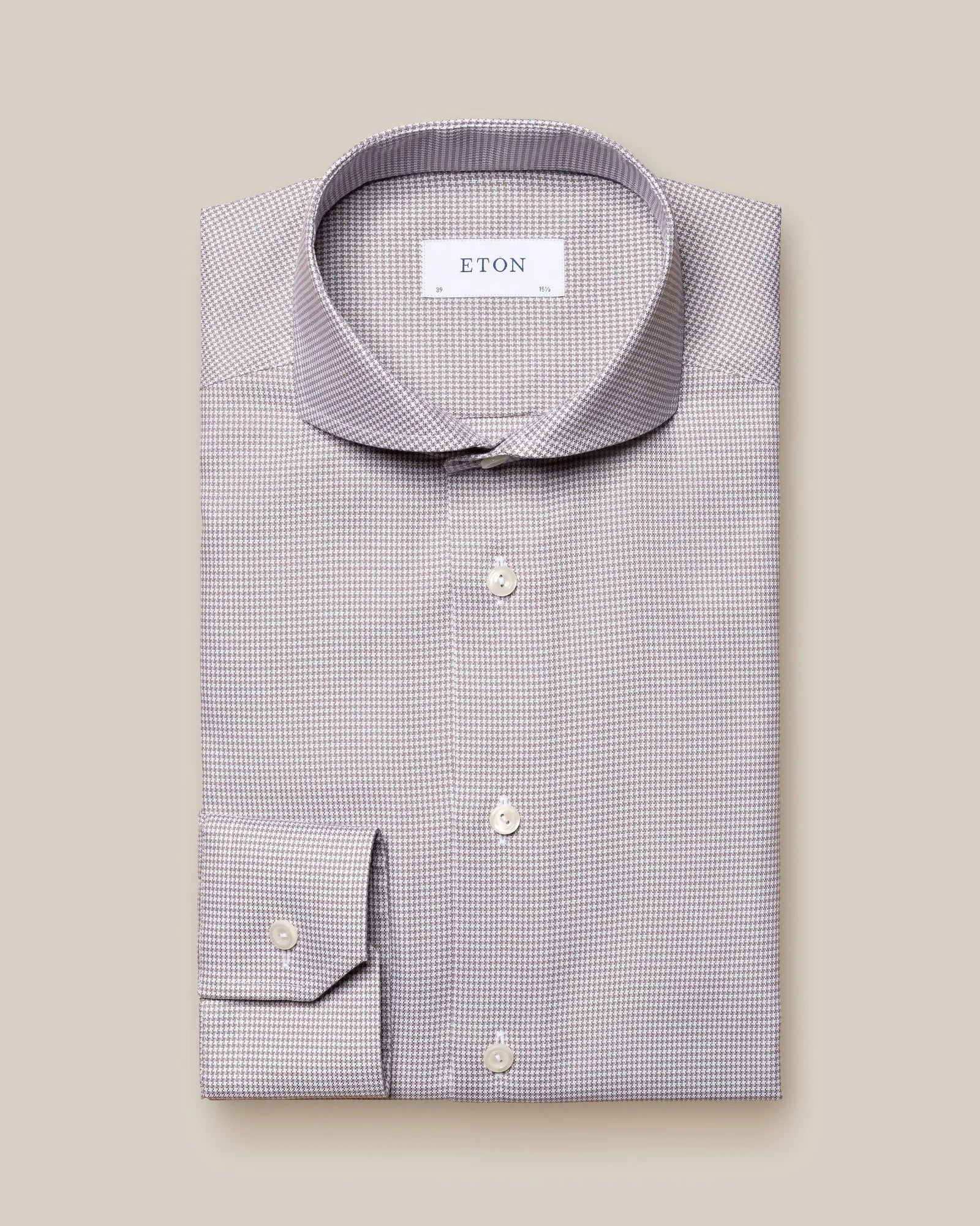 Brown Houndstooth Signature Twill Shirt Slim Fit - ETON