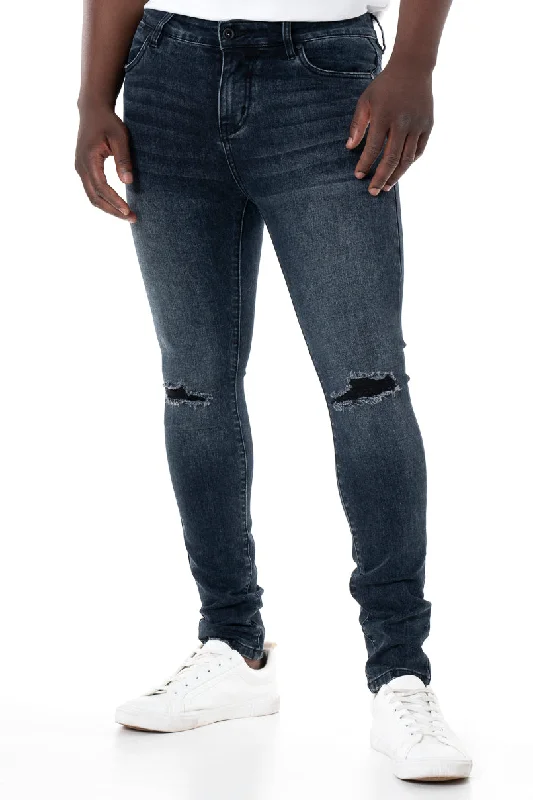 Friends and Family Sale Rf10 Rip & Repair Skinny Denim Jeans _ 140452 _ Dark Blue