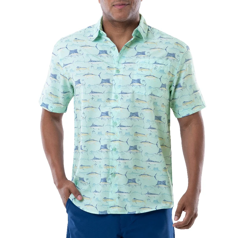 New Arrival Guy Harvey Short Sleeve Men's Woven Shirts Ventilated Back