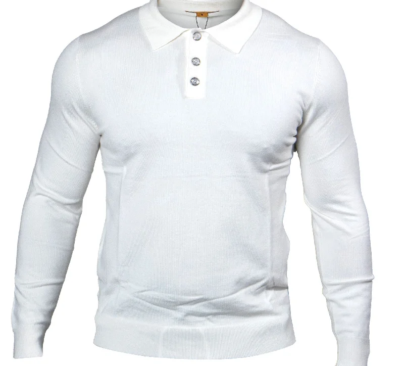 Crazy Deals Prestige MCS-290 Long Sleeve 3 Buttons Polo White