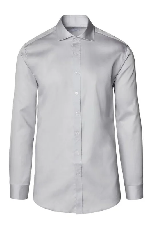 Weekend Discounts to Snag Spread Collar Dress Shirt- Grey