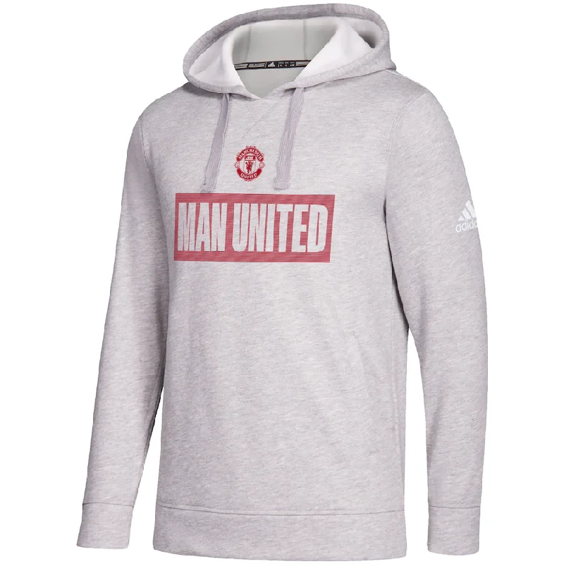 Big Deal Adidas Manchester United Heathered Gray Box Pullover Hoodie