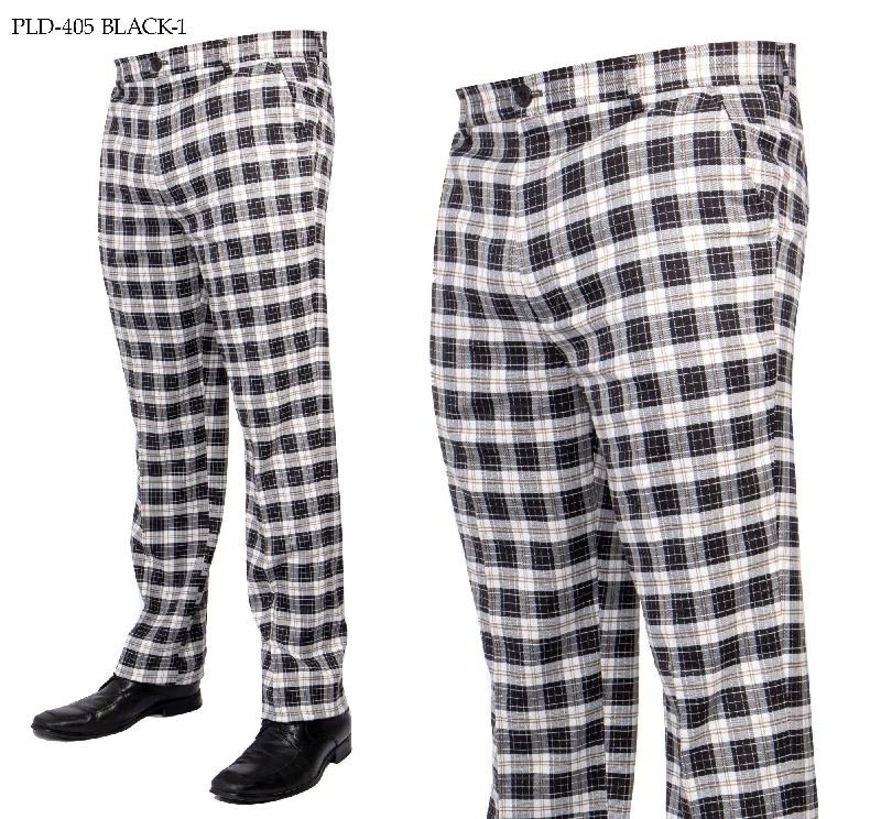 Instant Savings PLD-405 I PRESTIGE PLAID PANTS I BLACK-1