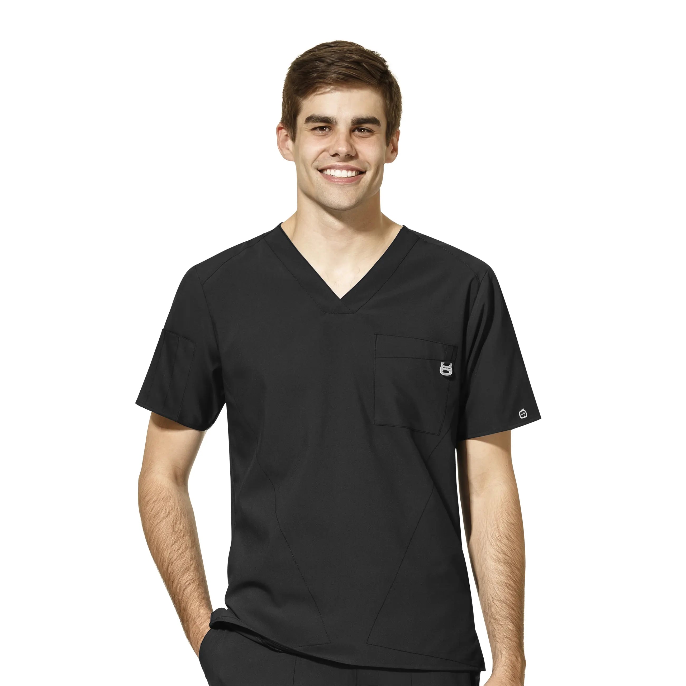 Wink Men's W123 V-Neck Scrub Top - Black