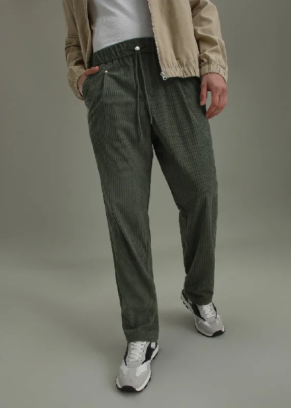 Pine Green Drawstring Corduroy Pant