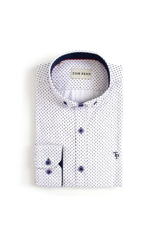 Special Buy Tom Penn Mirco Geo Print Shirt, White & Red
