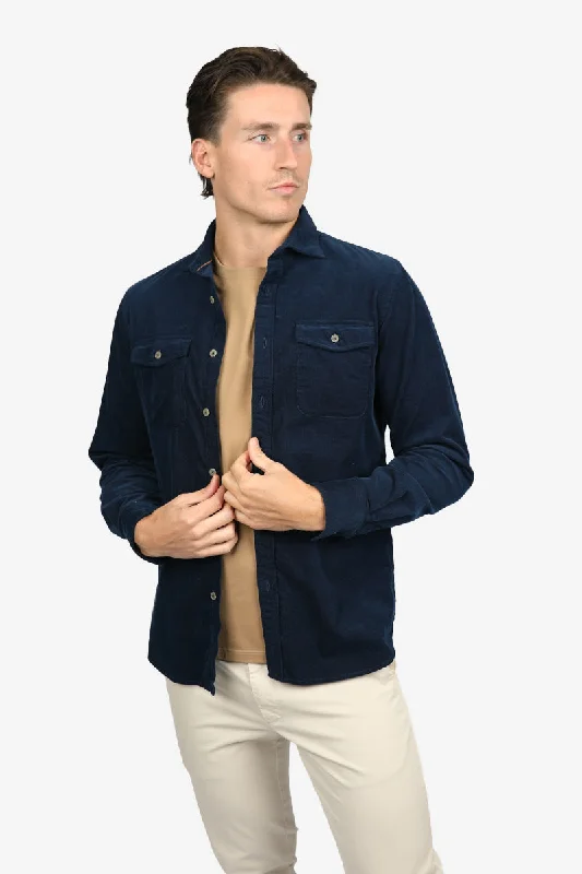 Deal Dash Indigo Cotton Corduroy Shirt