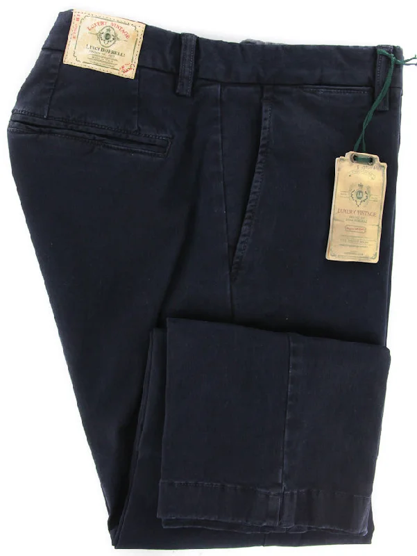 Weekend Discounts to Delight Luigi Borrelli Navy Blue Pants – Size: 38 US / 54 EU