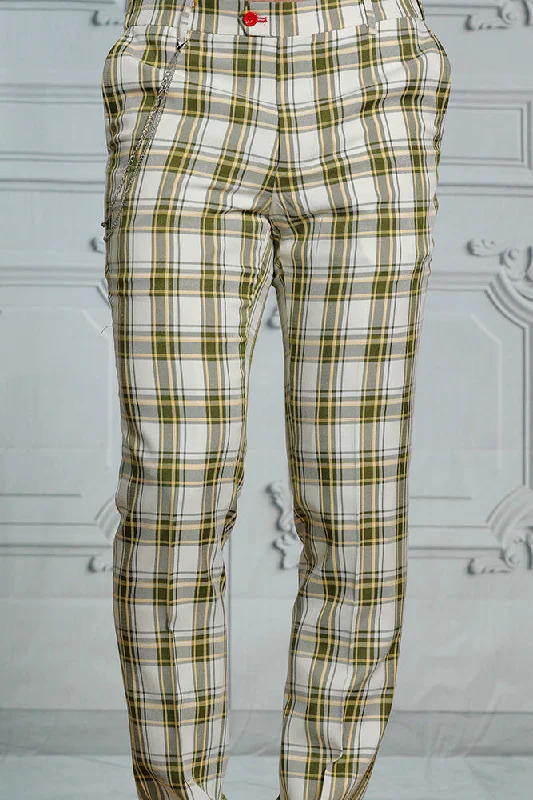 Final Clearance Manzini MZ-124 Slim Fit Plaid Pants Lime  Green