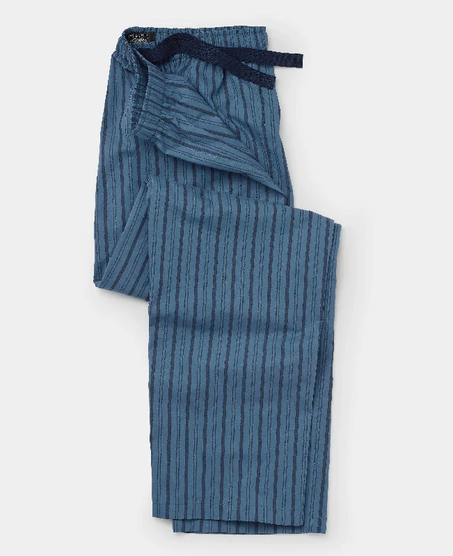 Instant Discount Blue Navy Stripe Cotton Lounge Pants