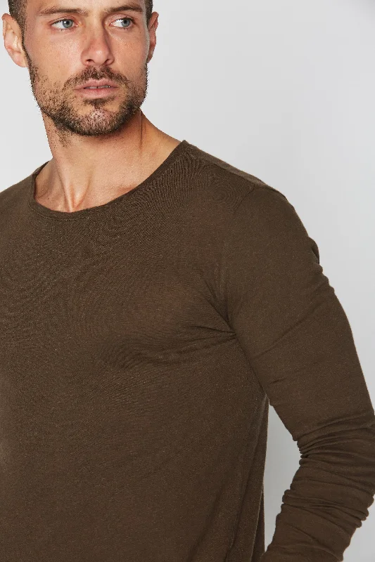 Special Buy Men's Linen Blend Crew Neck Long Sleeve