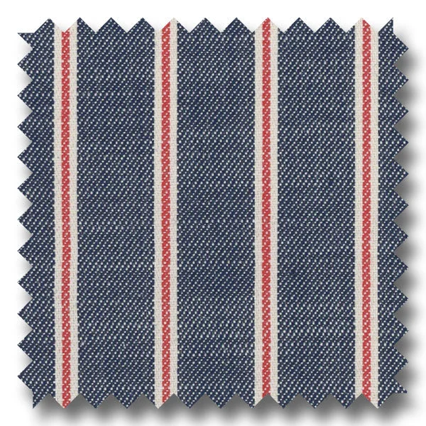 Weekend Special Navy, Red and Cream Stripe Broadcloth - Custom Dress Shirt