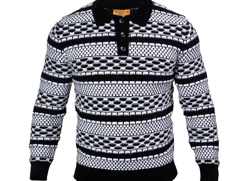 Bargain Prices Prestige CH-425 3 Button Polo Sweater Black