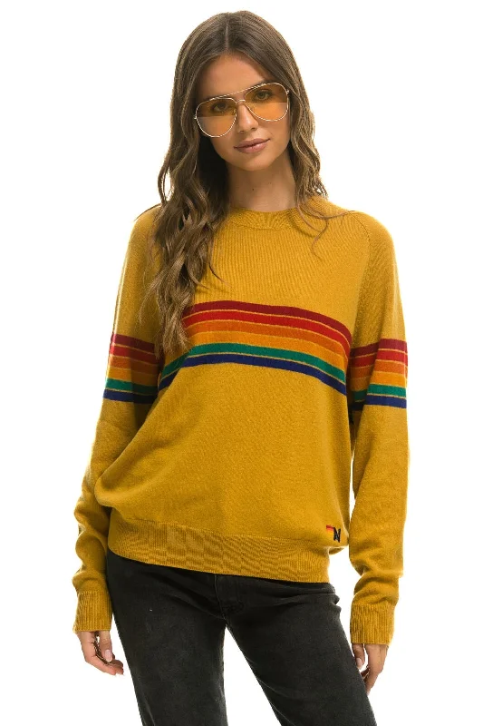 RAINBOW STRIPE 6 UNISEX LIGHT CASHMERE SWEATER - HARVEST