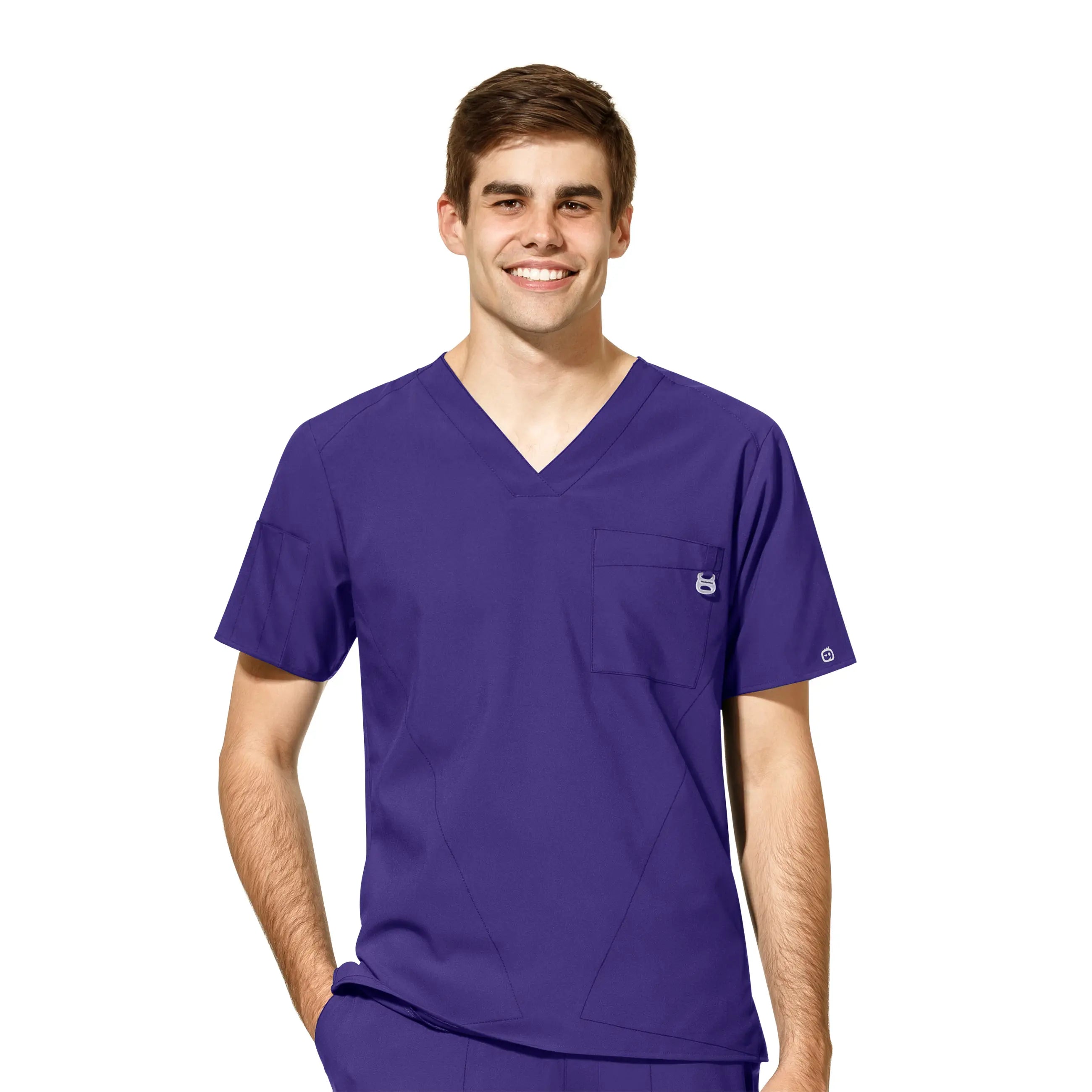 Wink Men's W123 V-Neck Scrub Top - Grape