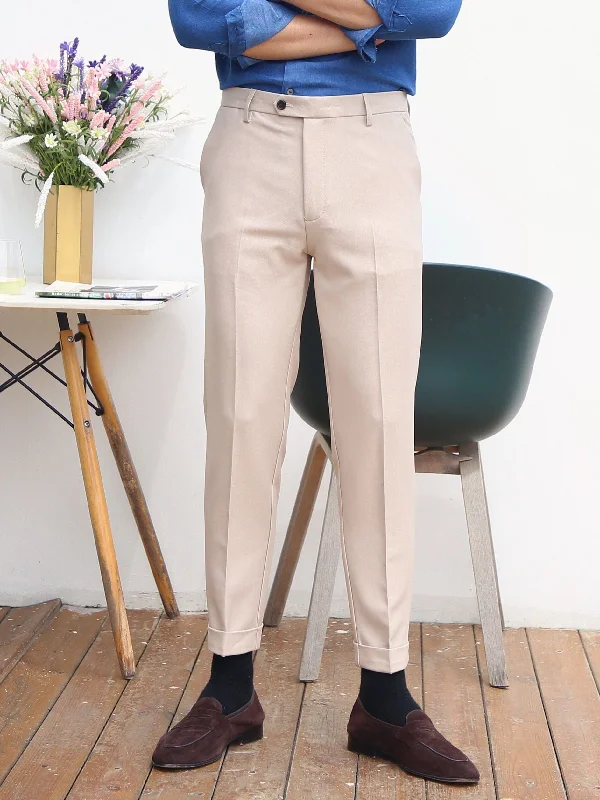 Super Bargain Men's Solid Color Business Casual Slim Straight Pants
