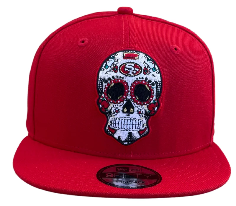 Deal Frenzy NEW ERA SAN FRANCISCO 49ERS SUGAR SKULL 9FIFTY SNAPBACK HAT-SCARLET