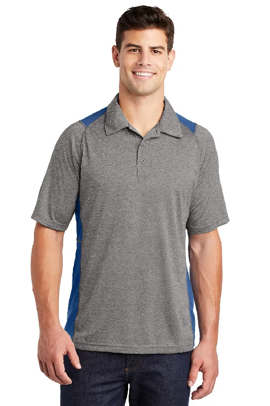 Weekend Offers That Amaze Sport-Tek Mens Heather Contender Moisture Wicking Short Sleeve Polo Shirt - Heather Vintage Grey/Royal Blue Weekend Offers That Amaze Sport-Tek Mens Heather Contender Moisture Wicking Short Sleeve Polo Shirt - Heather Vintage Grey/Royal Blue