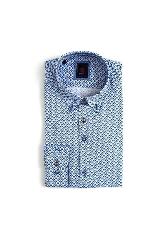 Special Price Andre Derg Geo Print Shirt, Taupe & Blue