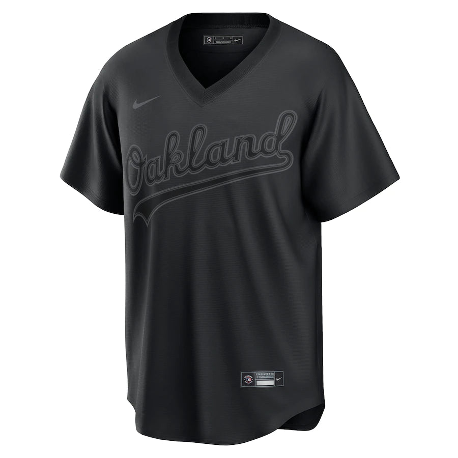 Big Savings Men's Oakland Athletics Nike Black Pitch Black Fashion Replica Jersey