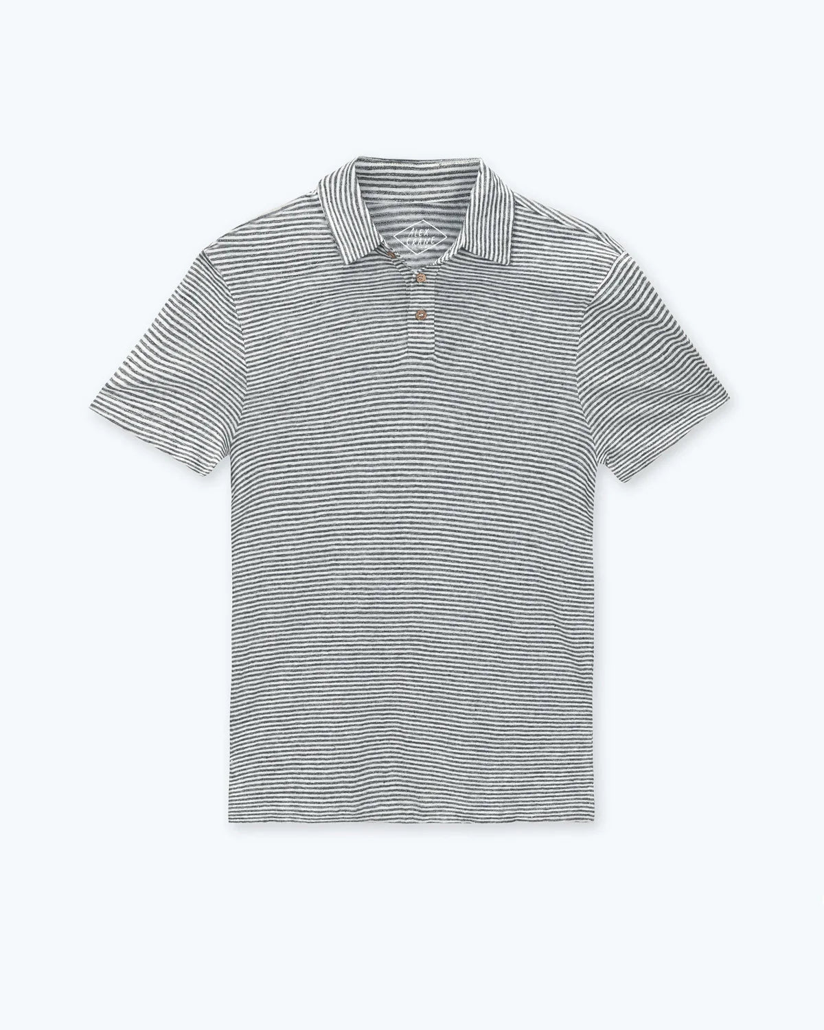 Alex Crane Lines Knit Linen Polo Shirt