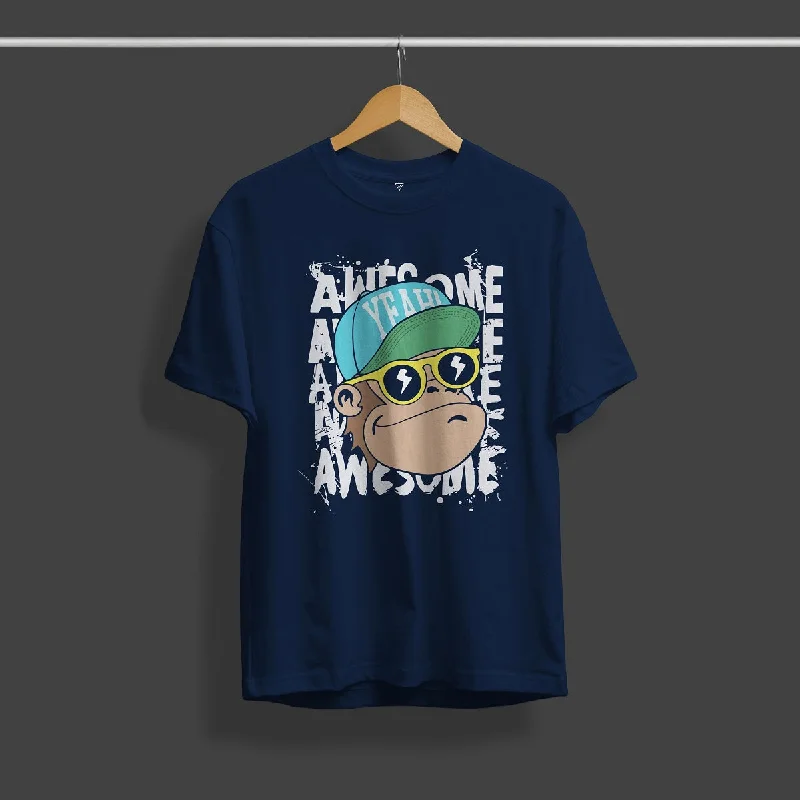 Awesome Monkey  Blue T-Shirt