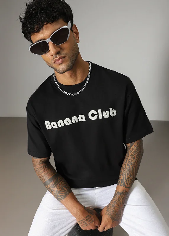 Amazing Deals Banana Club Black Embossed Oversized Fit T-shirt