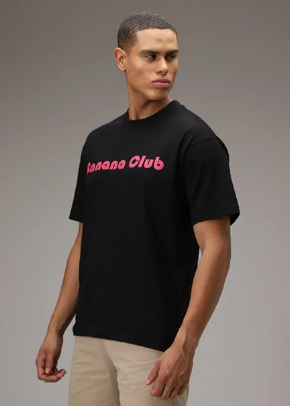 Massive Savings Banana Club Embossed Black Oversized Fit T-shirt
