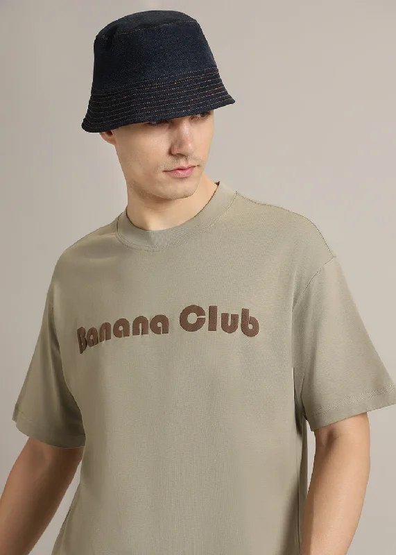 Weekend Bargains to Relish Banana Club Embossed Tan Oversized Fit T-shirt