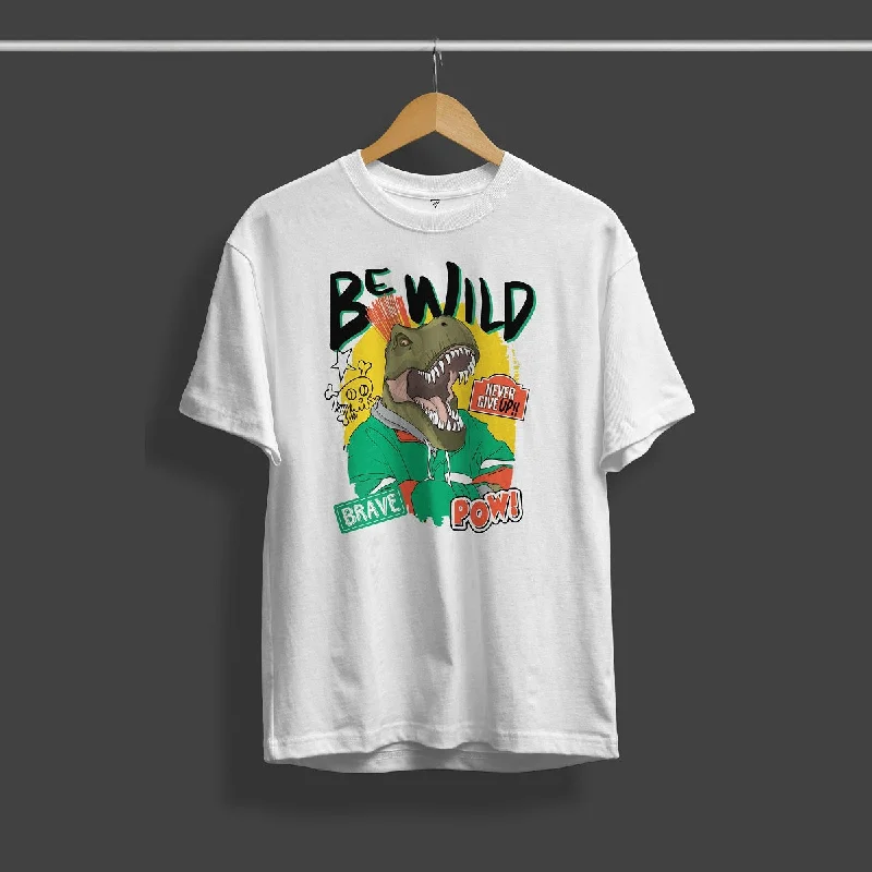 Be Wild White Printed T-Shirt