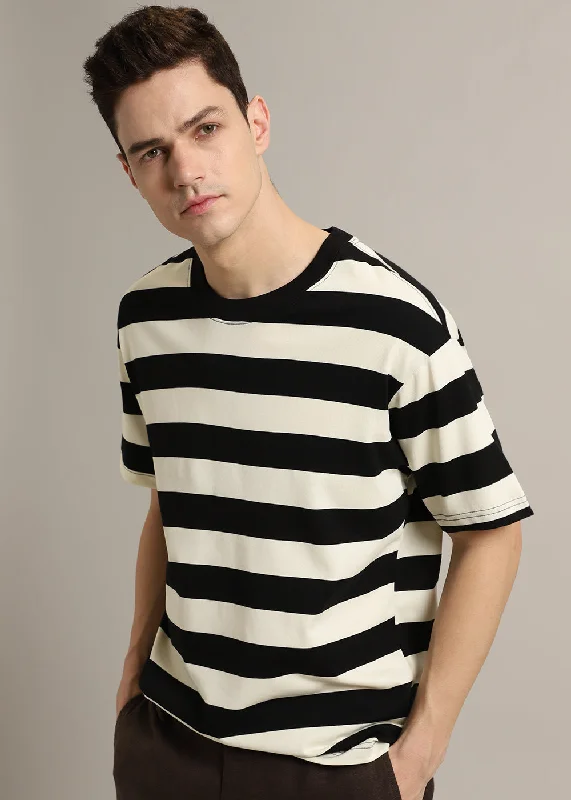 Unmissable Offer Black And Cream Stripe T-shirt