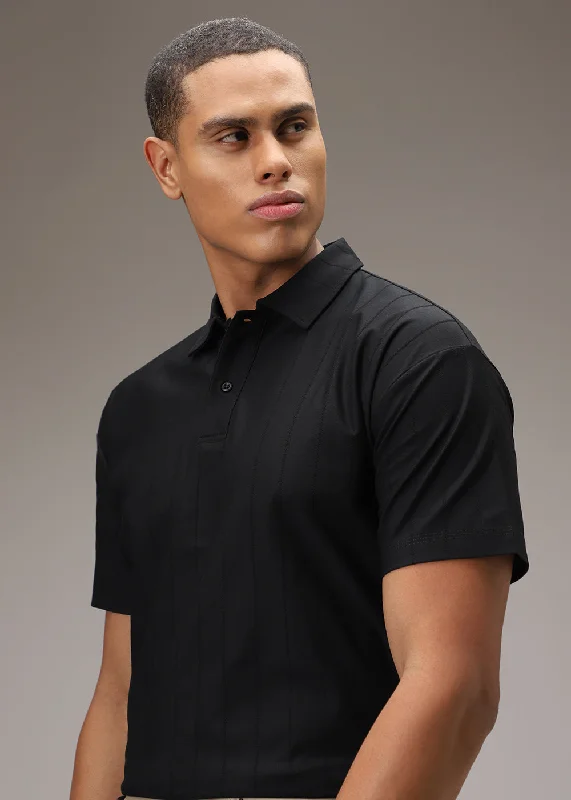 Weekend Deals That Sparkle Black Striped Polo T-Shirt