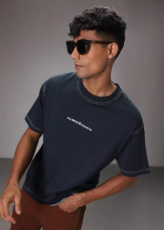 Price Rollback Blue Contrast Thread Oversized T-shirt