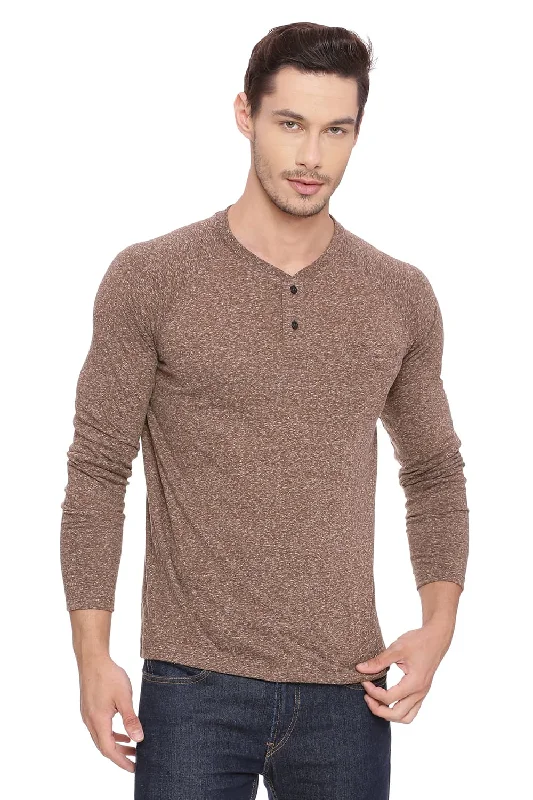 Muscle Fit Henley Long Sleeve T Shirt