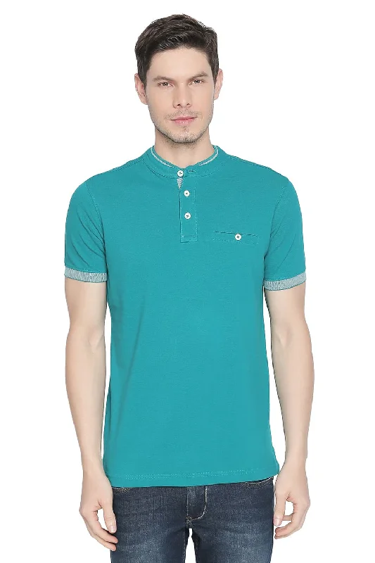 Muscle Fit Mandarin Polo T Shirt