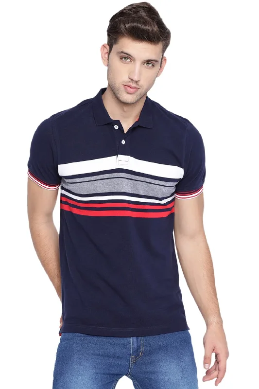 Muscle Fit Polo Stripe T Shirt