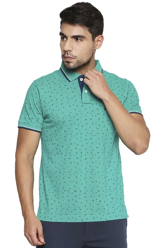 Muscle Fit Printed Polo T Shirt