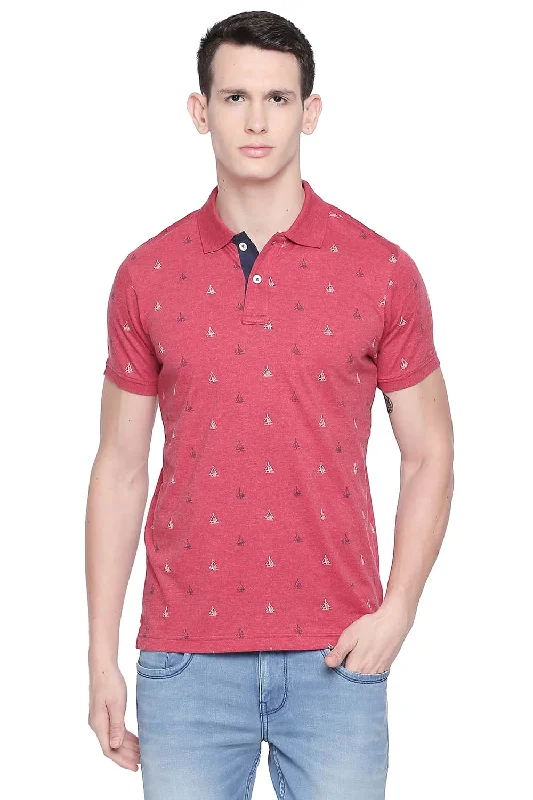 Muscle Fit Printed Polo T Shirt