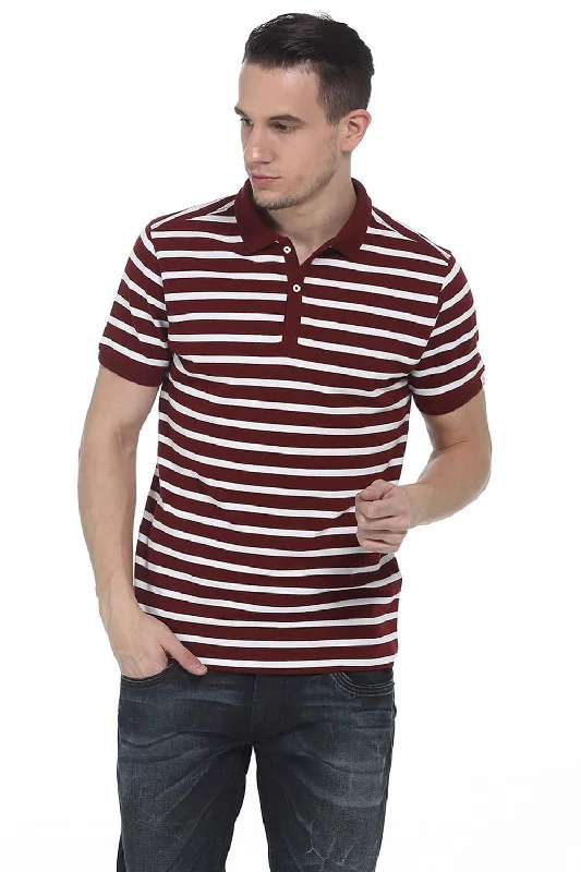 Muscle Fit Stripe Polo T Shirt