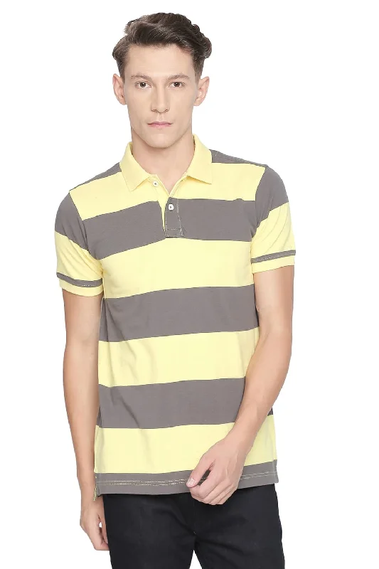 Muscle Fit Stripe Polo T Shirt