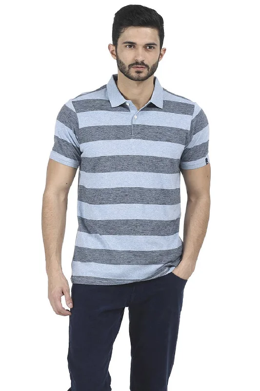 Muscle Fit Stripe Polo T Shirt