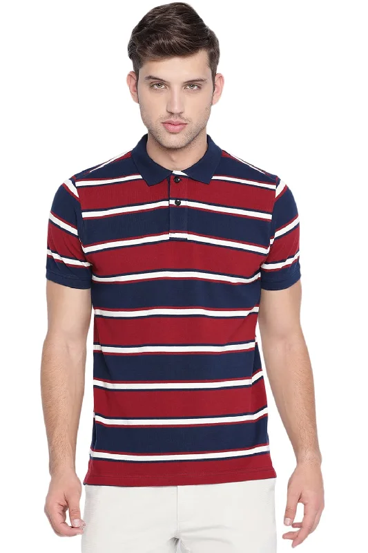 Muscle Fit Striped Polo T Shirt