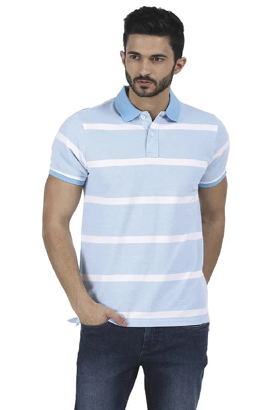 Muscle Fit Striped Polo T Shirt