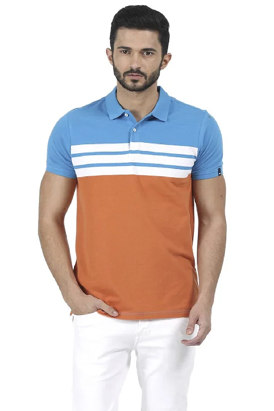 Muscle Fit Striped Polo T Shirt