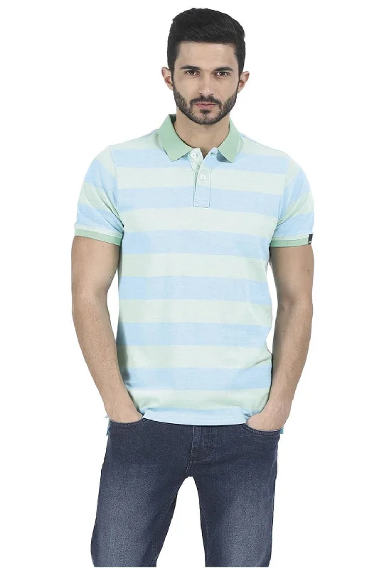 Muscle Fit Striped Polo T Shirt