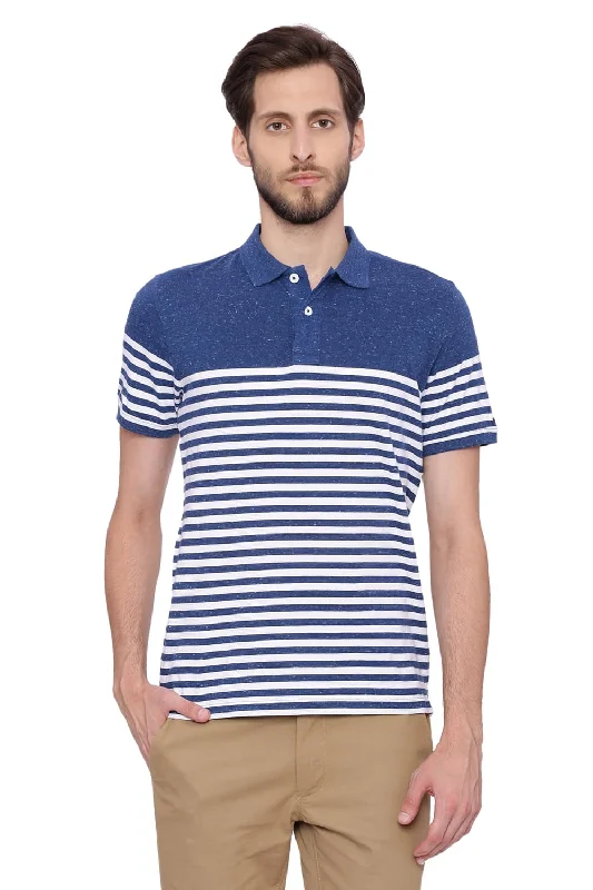 Muscle Fit Striped Polo T Shirt